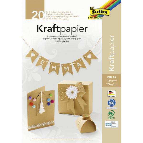 folia Kraftpapier-Block, DIN A4, sortiert